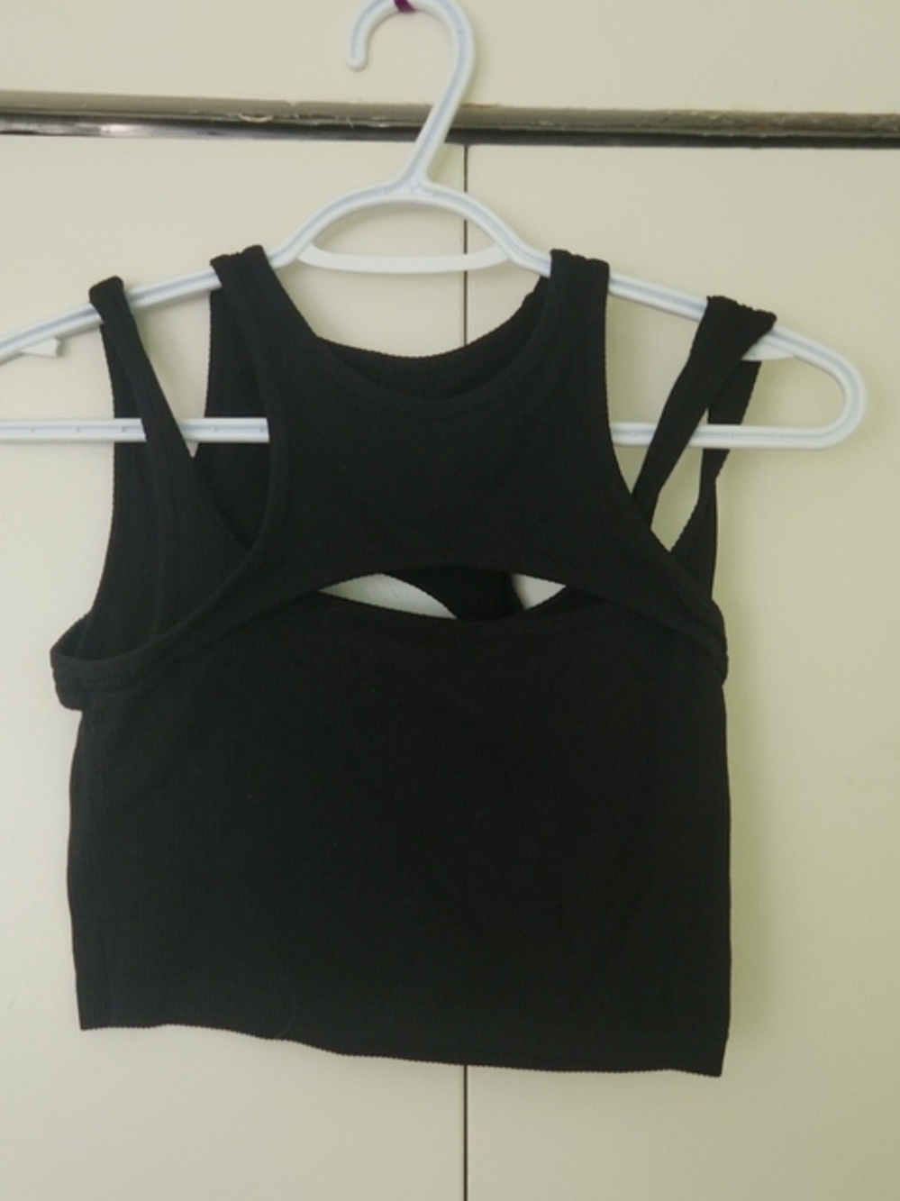 Garage Black Ribbed Cutout Crop Tank Top